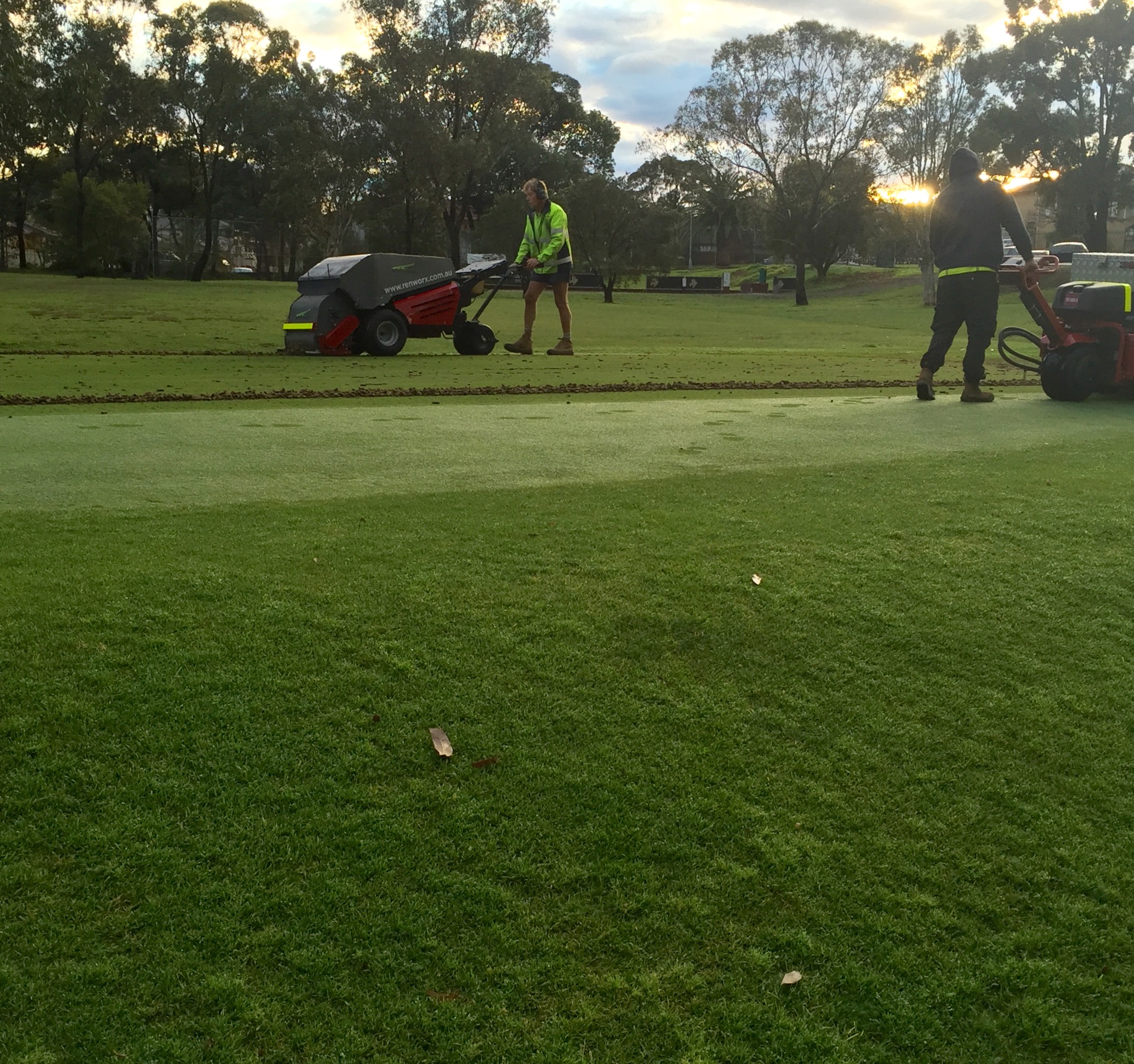 Coring the 18th Green 25.8.15